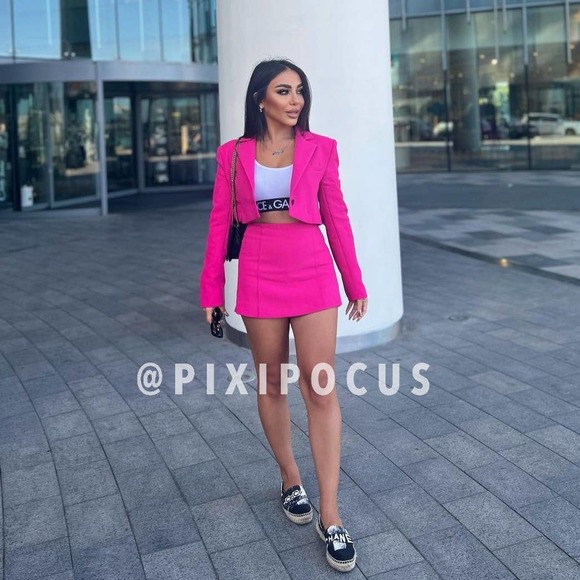 ZARA [ 2 PIECE ] SKIRT SUIT / BLAZER SET FUCHSIA PINK - Picture 6 of 16